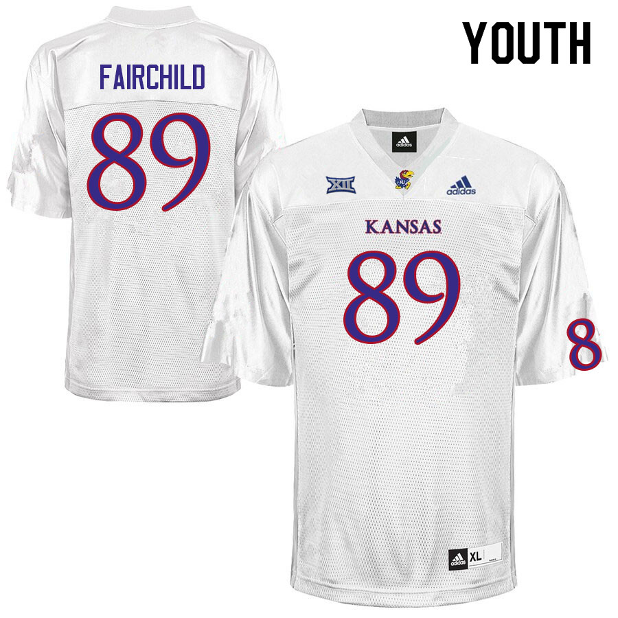 Youth #89 Mason Fairchild Kansas Jayhawks College Football Jerseys Sale-White - Click Image to Close